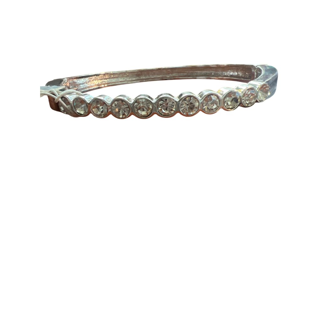 Periwinkle By Barlow Silver-Tone Rhinestone Clamper Bracelet Hinged Closure Nwt